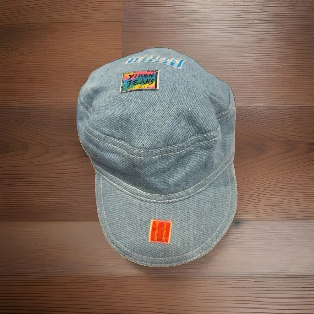 Vintage Yireh Jeans For Kids Denim Cap Hat Blue 90s Youth NOS Logo Patch NWT